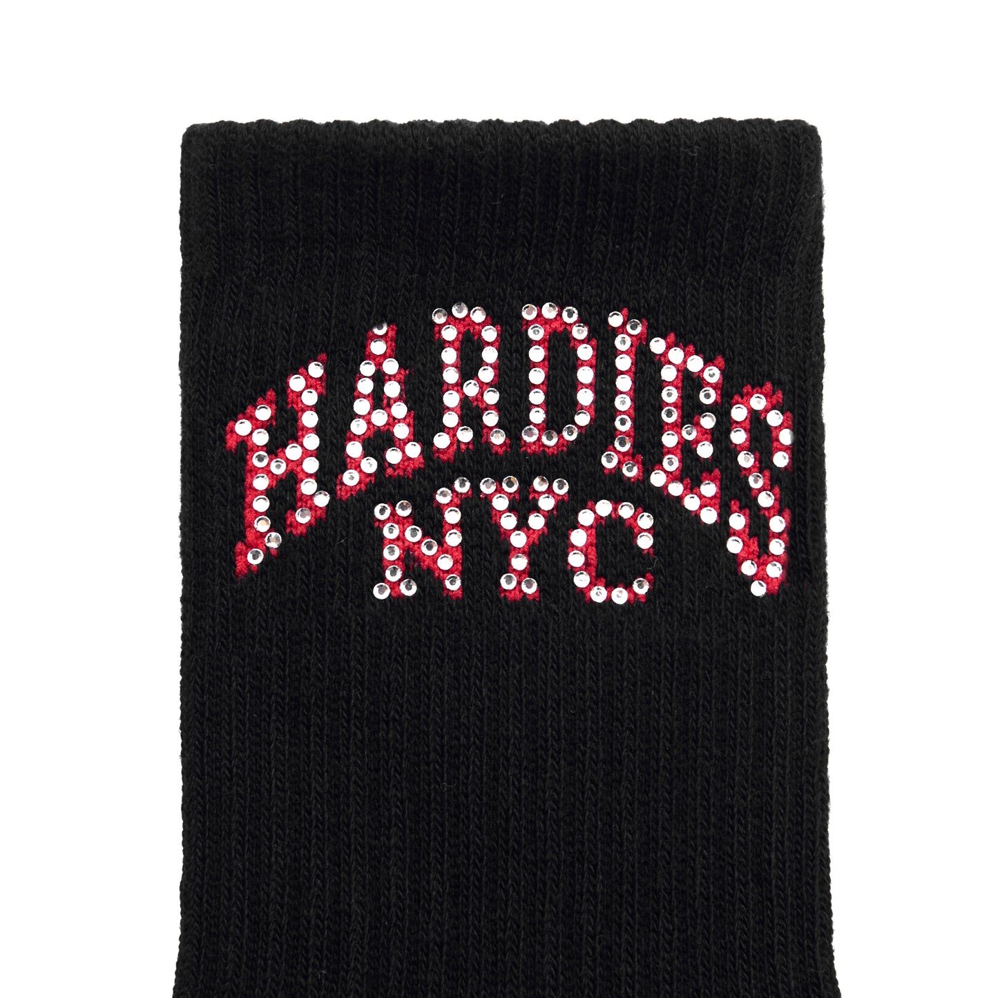 Black Rhinestone Quarter-Crew Sock