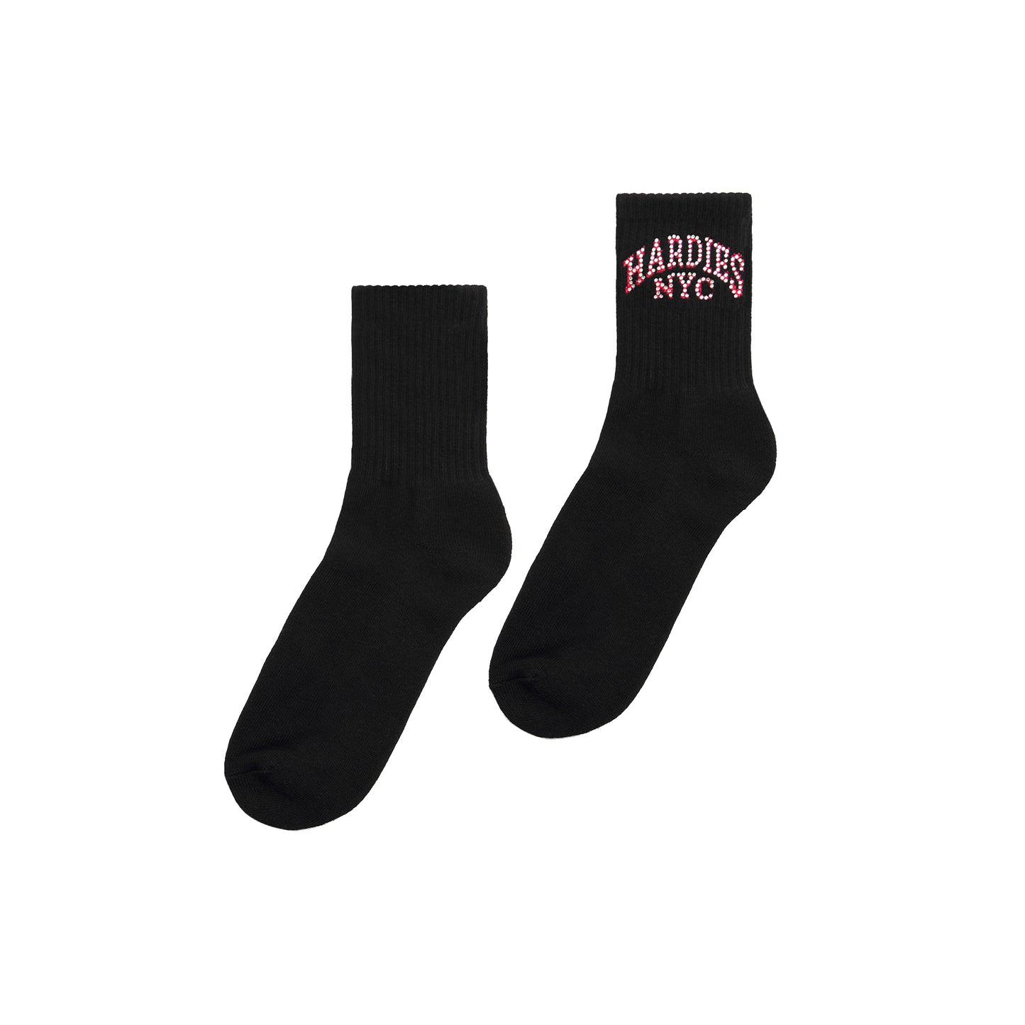Black Rhinestone Quarter-Crew Sock