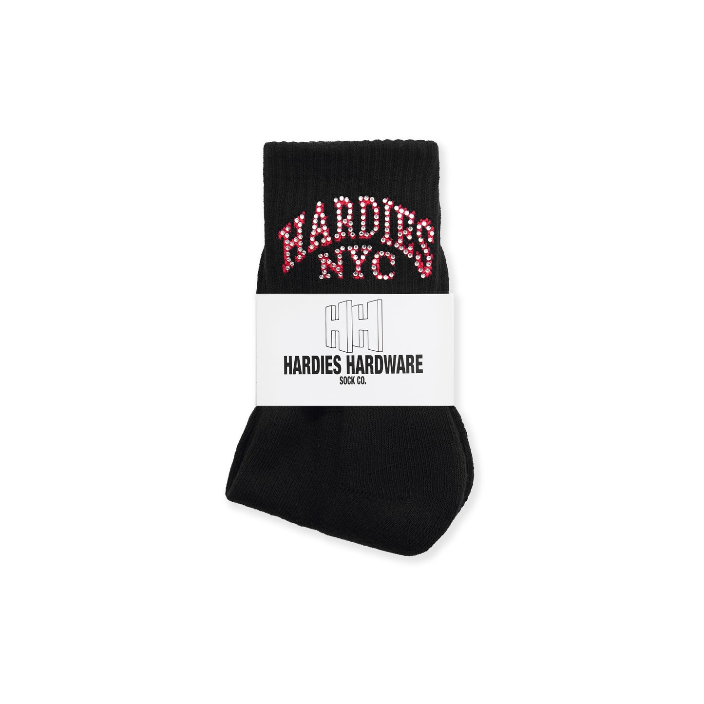 Black Rhinestone Quarter-Crew Sock