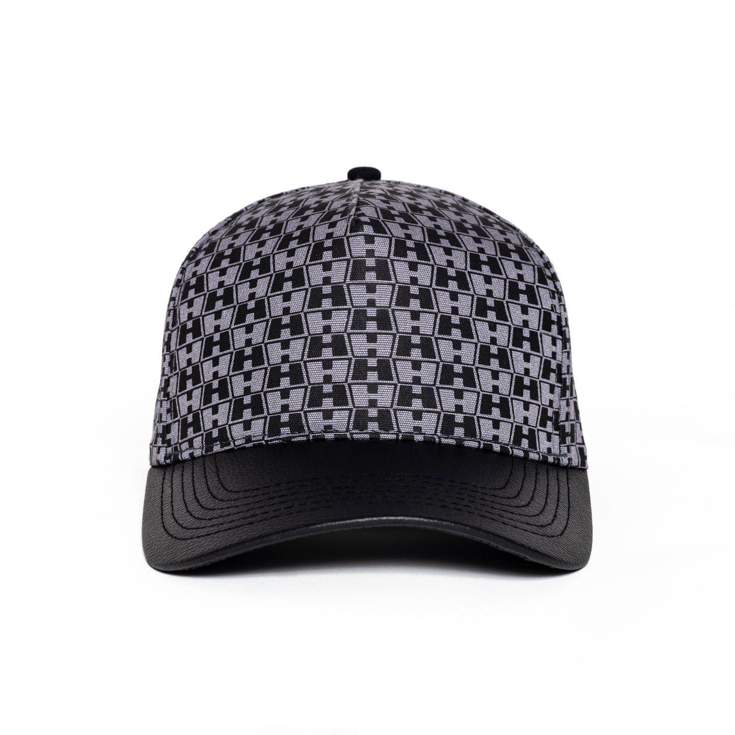 Double H leather brim trucker black