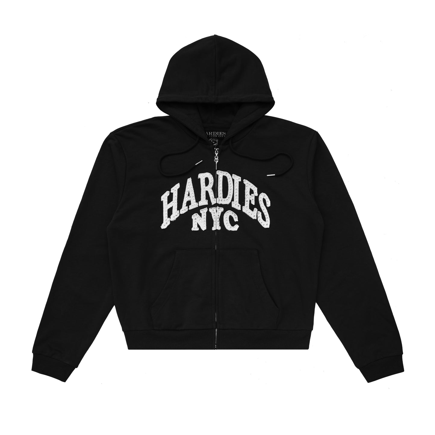 Rhinestone Zip Up Hoodie Black