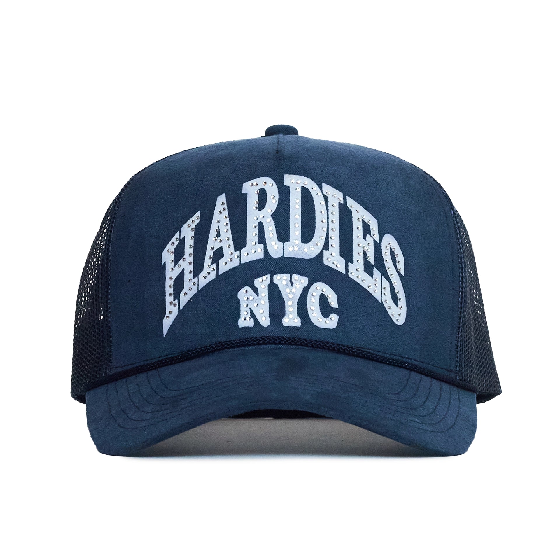HARDIES キャップ HARDIES NYC Rhinestone Pre Curve Trucker Hat - Suede Blue – Hardies