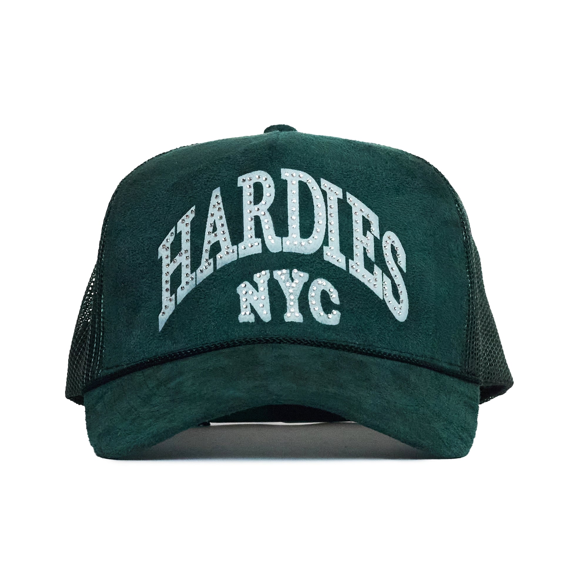 HARDIES NYC Rhinestone Pre Curve Trucker Hat - Suede Green – Hardies HARDIES NYC Rhinestone Pre Curve Trucker Hat - Suede Green – Hardies