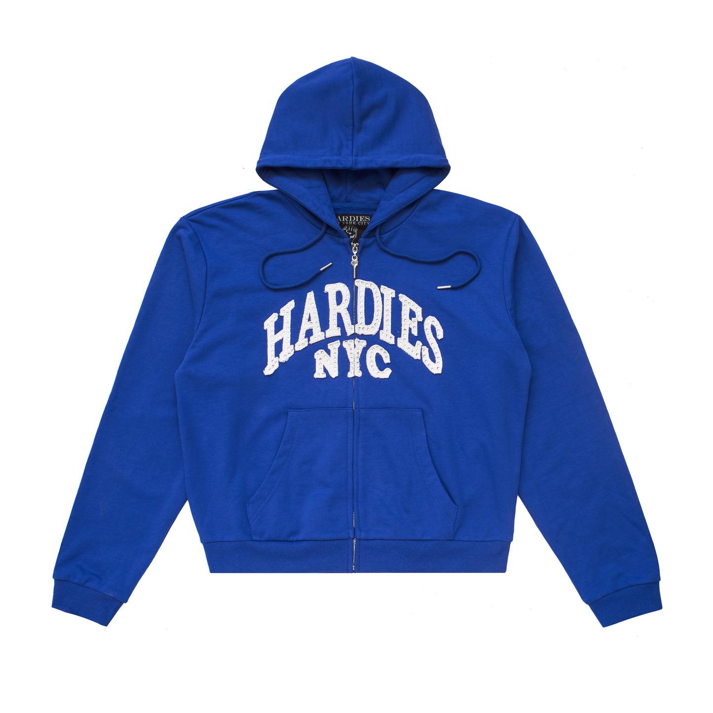 Rhinestone Zip Up Hoodie Blue