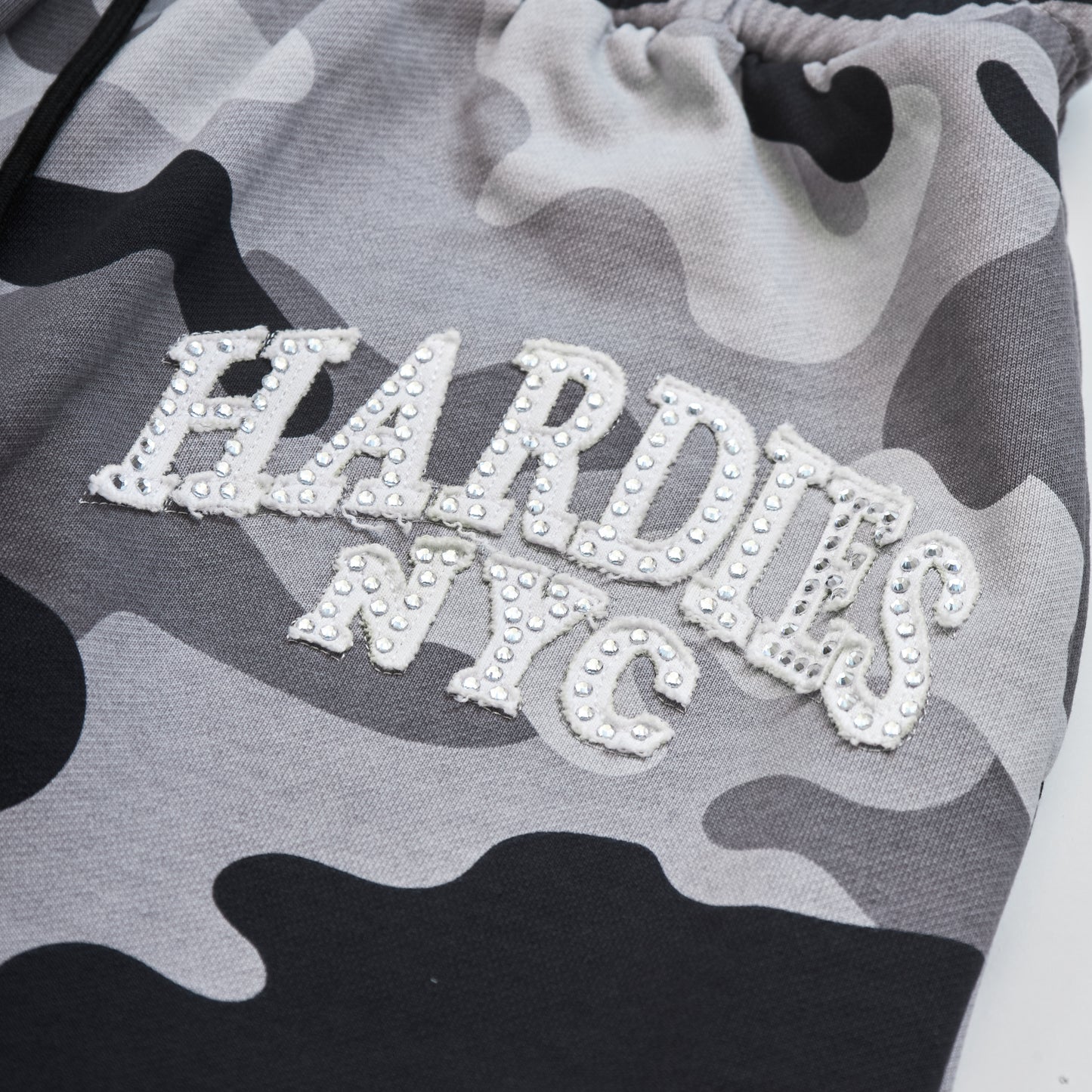 Rhinestone Sweatpants Grey Camo