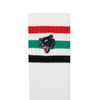 Embroidered panther socks red/white/green