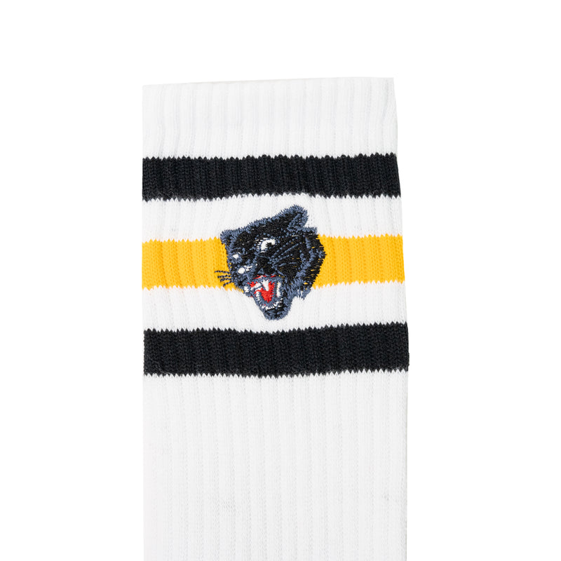 Embroidered panther socks white/yellow/black