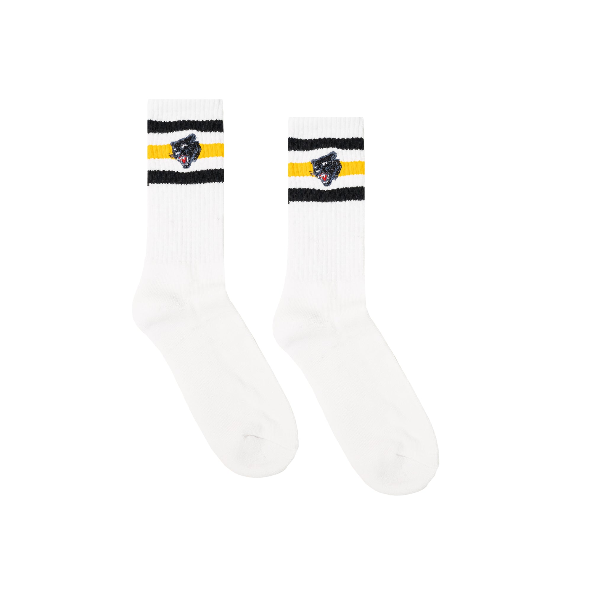 Embroidered panther socks white/yellow/black